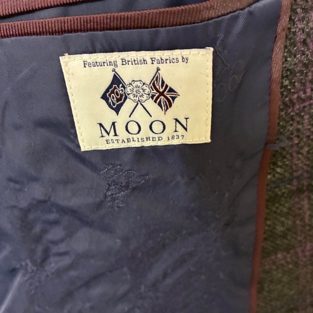 Jos. A. Bank Blazer Jacket Men 44R Grey Purple‎ Windowpane 1905 Sport Coat Moon - Picture 12 of 12